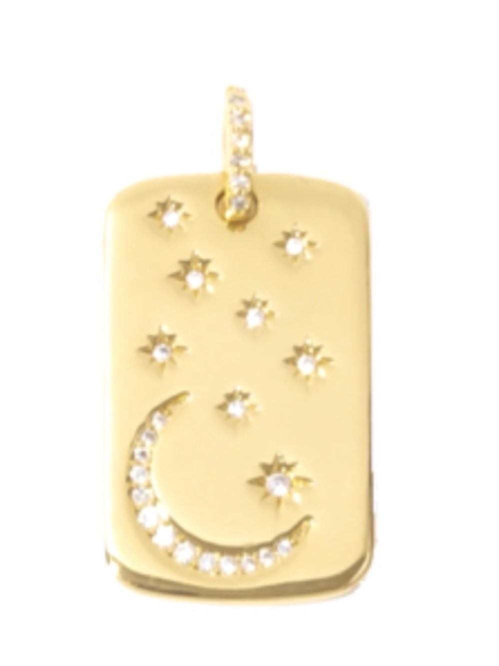 Gold Moon & Stars CZ Pendant Necklace